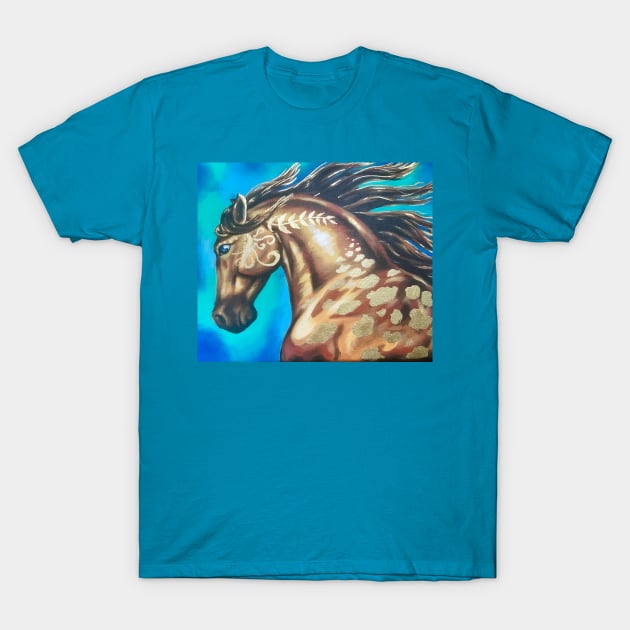 Gilded Buckskin Horse Painting T-Shirt by Lady Lilac